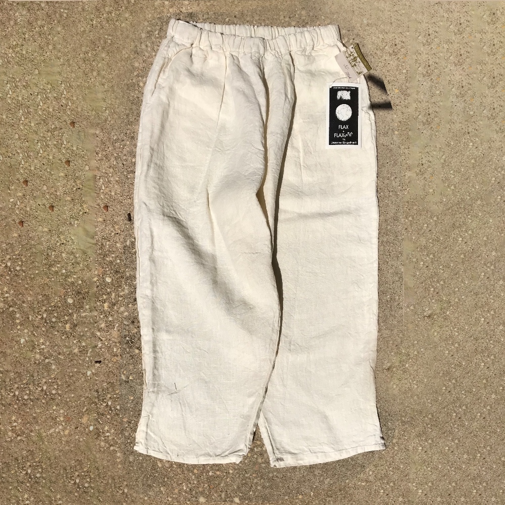 FLAX ivory linen pants NWT SzS